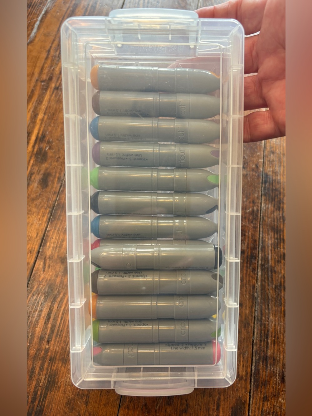 Lot of 17 Cricut Markers in Storage Bin - All work Great!